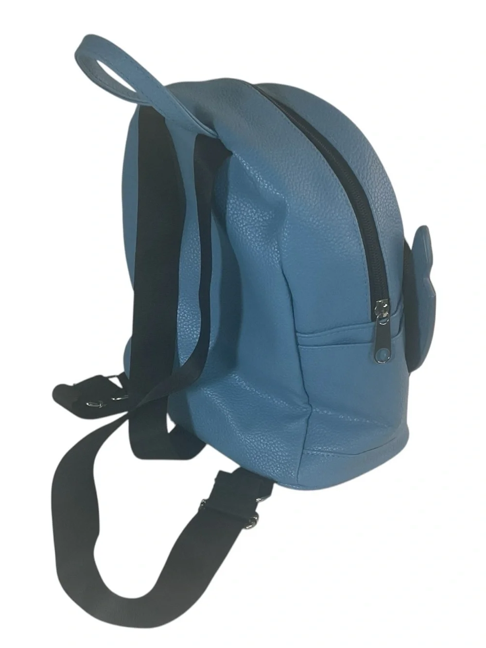 Disney Lilo & Stitch Mini Backpack Pebbled Blue Faux Leather Character Bag Adjus